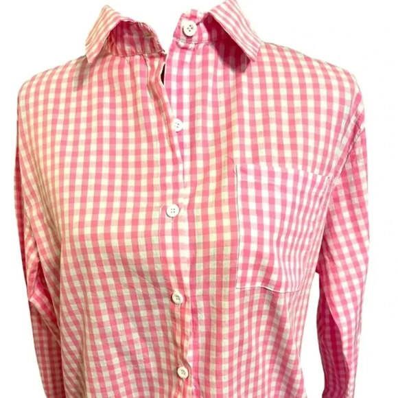 Barbicore Pink Gingham  Button Down Shirt - Picture 1 of 7
